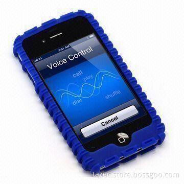 Silicone Mobile Phone Case for iPhone 4, Available in Blue Color
